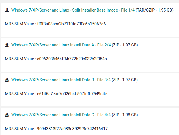 The download links for the ISE files.