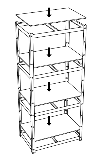 BROR shelves and the beams they rest on.